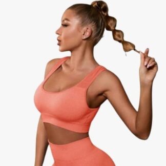 Set fitness damă –  Bustieră și colanți scurți culoare pink